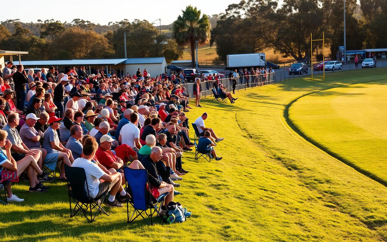 Supporters watching country football from the boundary